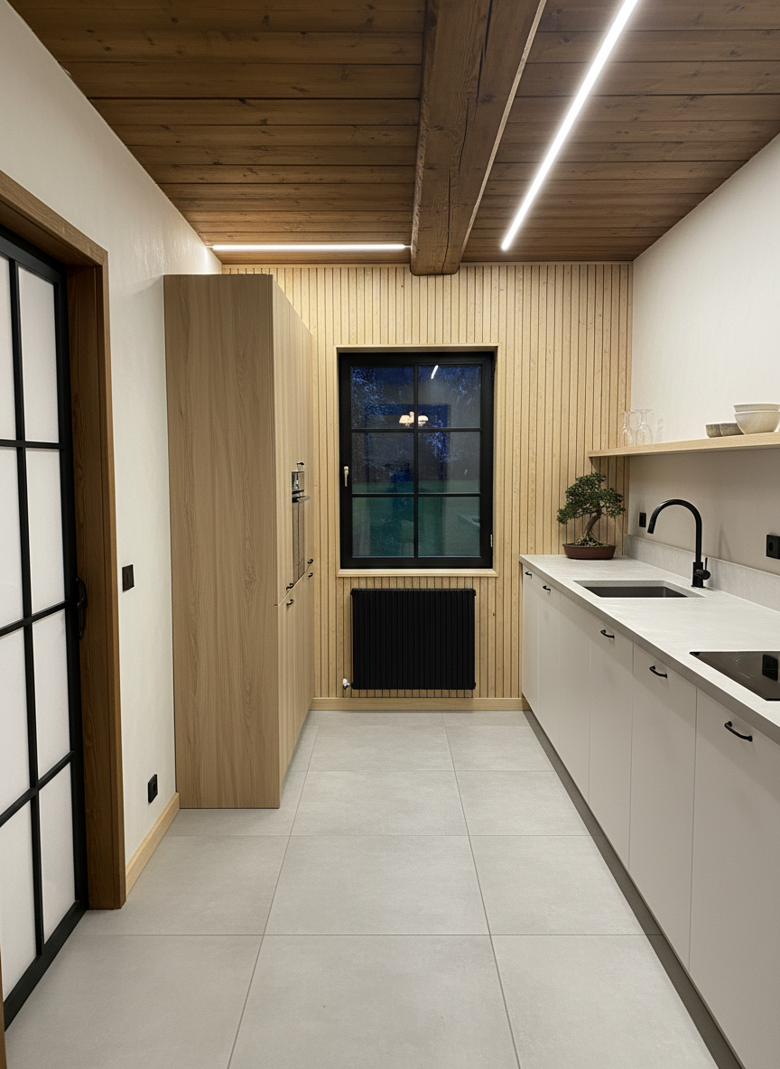 Дизайн кухни в стиле Japandi — фото интерьера от нейросети RoomGPT