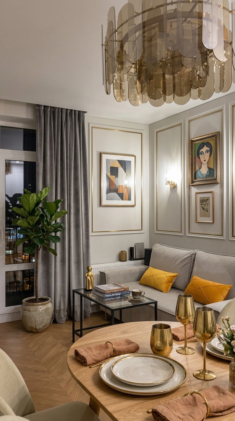 Дизайн гостиной в стиле Эклектика — фото интерьера от нейросети RoomGPT