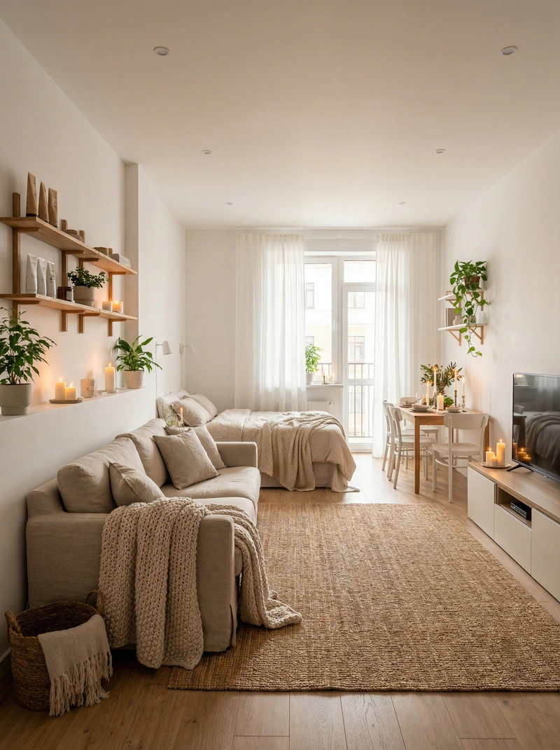 Дизайн интерьера в стиле Хюгге — Гостиная от нейросети RoomGPT