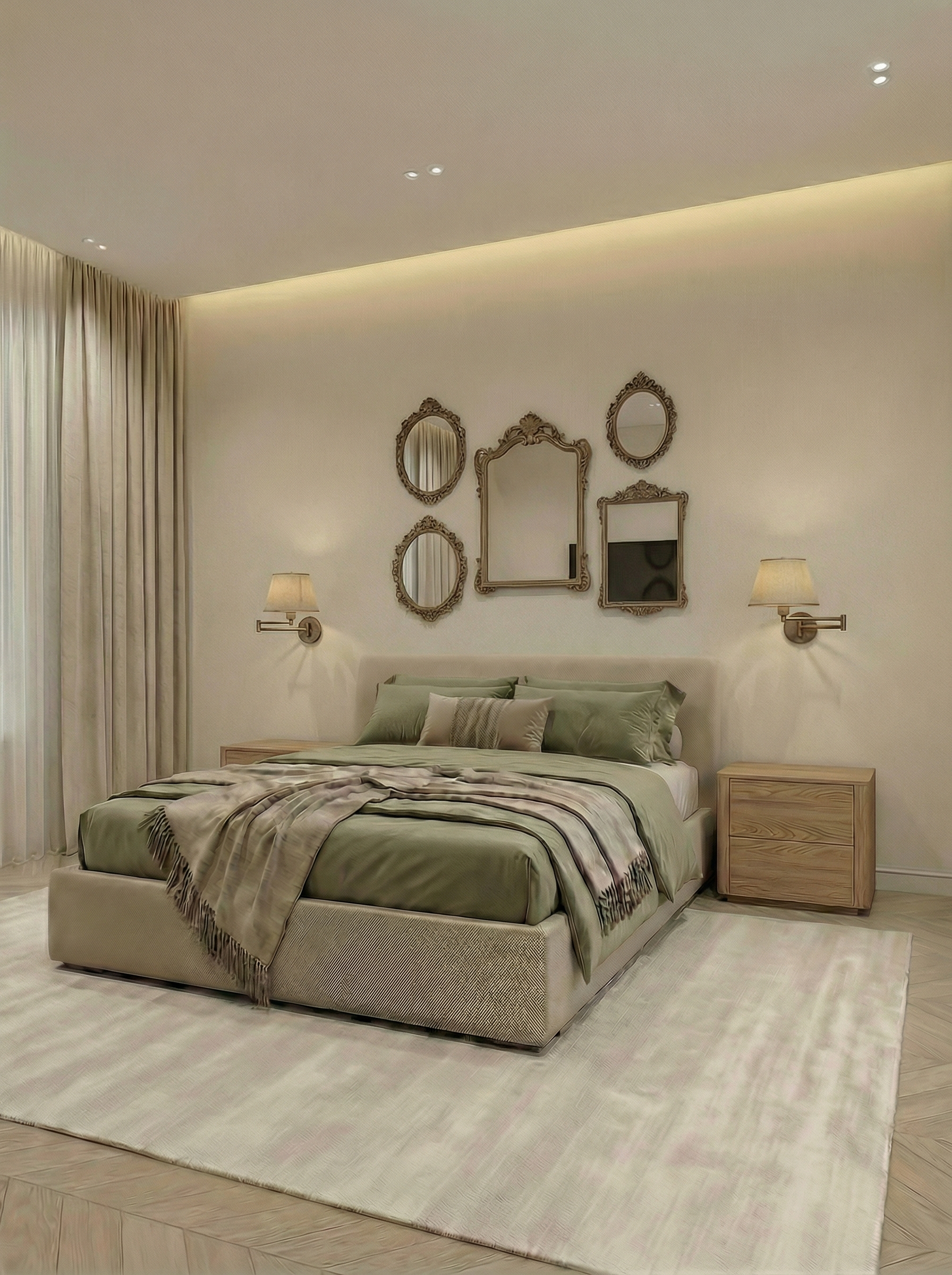 Дизайн спальни в стиле Классика — фото интерьера от нейросети RoomGPT