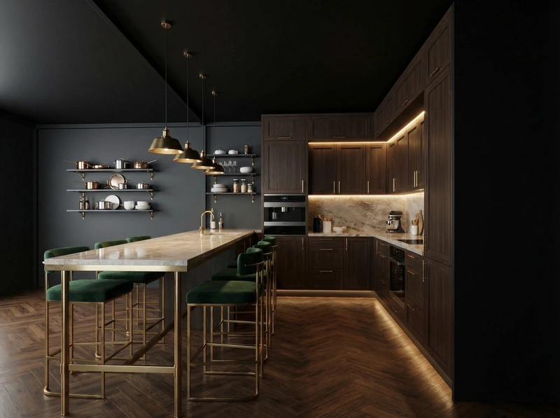 Дизайн кухни в стиле Британский — фото интерьера от нейросети RoomGPT