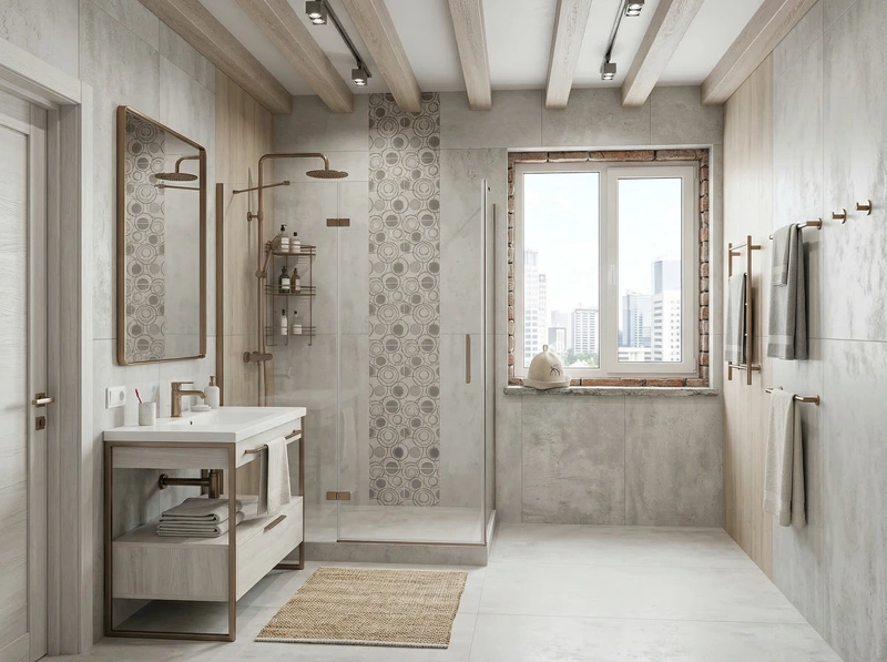 Дизайн ванной в стиле Лофт — фото интерьера от нейросети RoomGPT