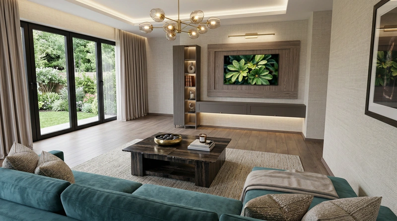 Дизайн интерьера в стиле Контемпорари — Гостиная от нейросети RoomGPT