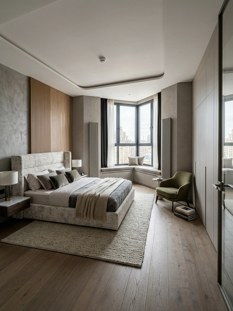 Дизайн интерьера в стиле Контемпорари — Спальня от нейросети RoomGPT