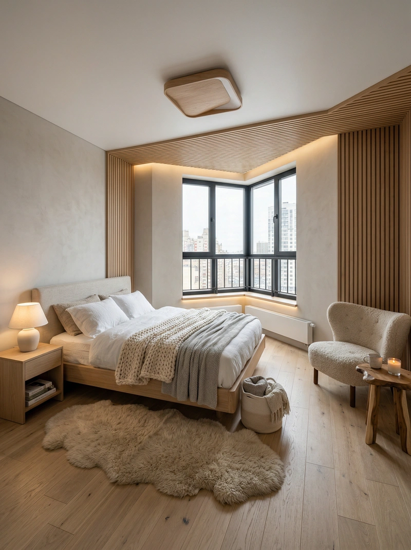 Дизайн интерьера в стиле Хюгге — Спальня от нейросети RoomGPT