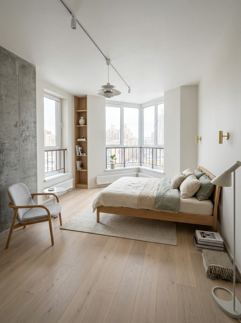 Дизайн интерьера в стиле Сканди — Спальня от нейросети RoomGPT