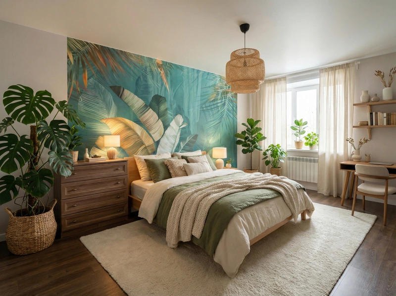 Дизайн спальни в стиле Хюгге — фото интерьера от нейросети RoomGPT