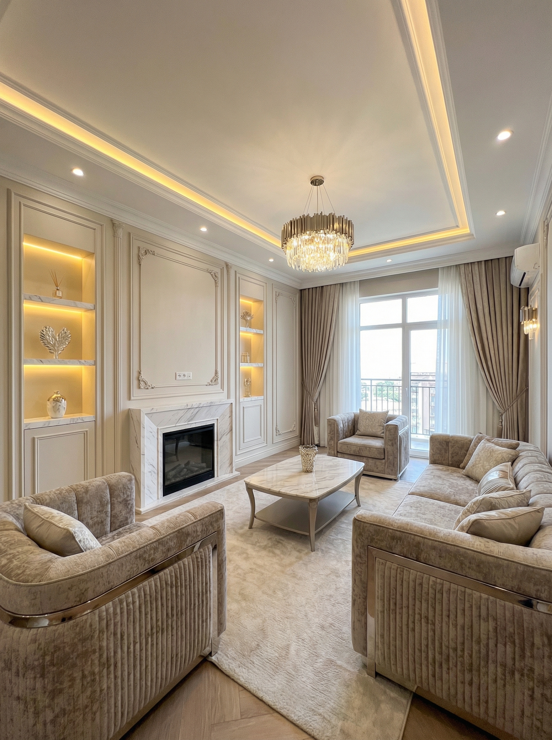 Дизайн гостиной в стиле Классика — фото интерьера от нейросети RoomGPT