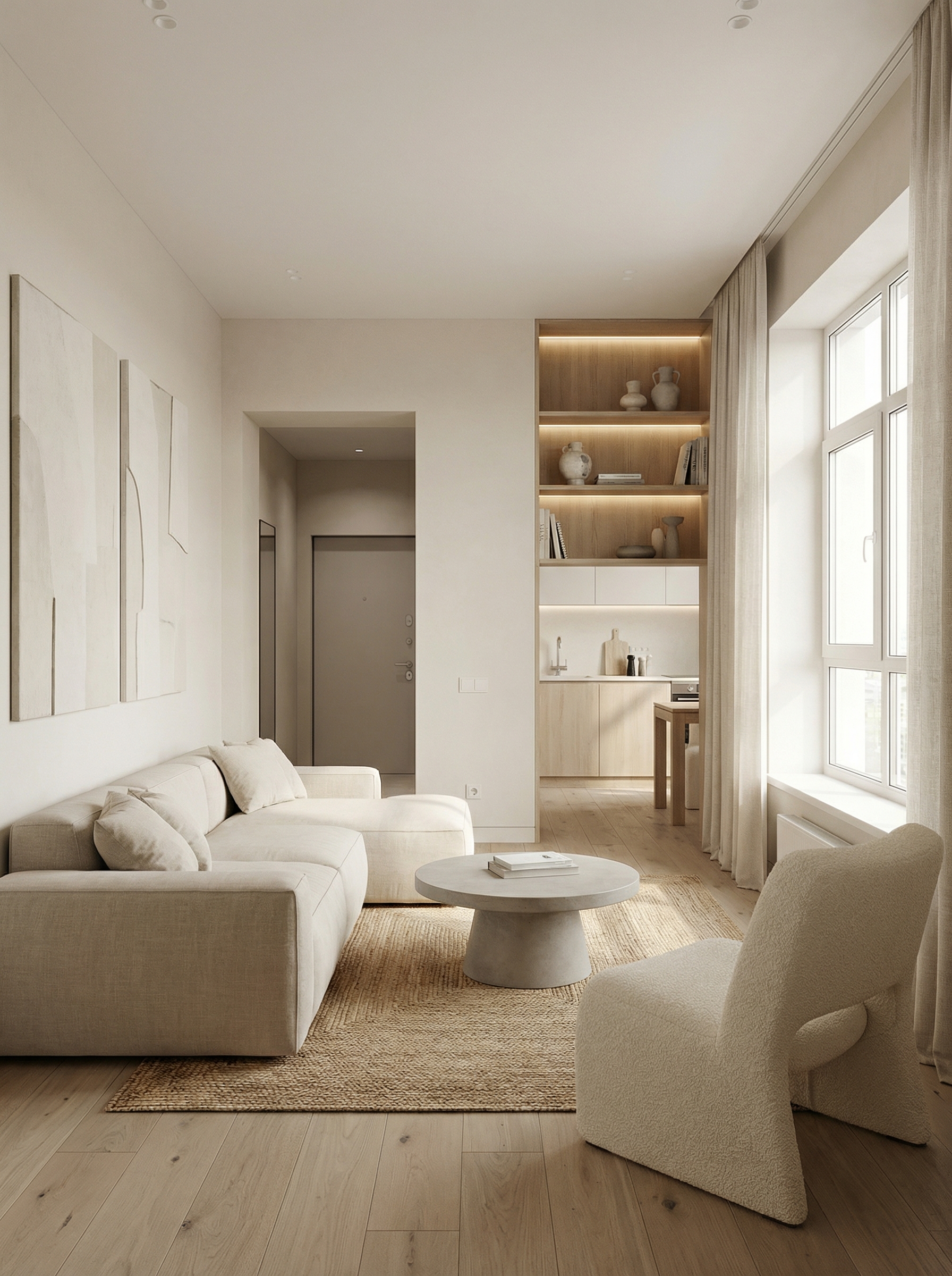 Дизайн гостиной в стиле Минимализм — фото интерьера от нейросети RoomGPT