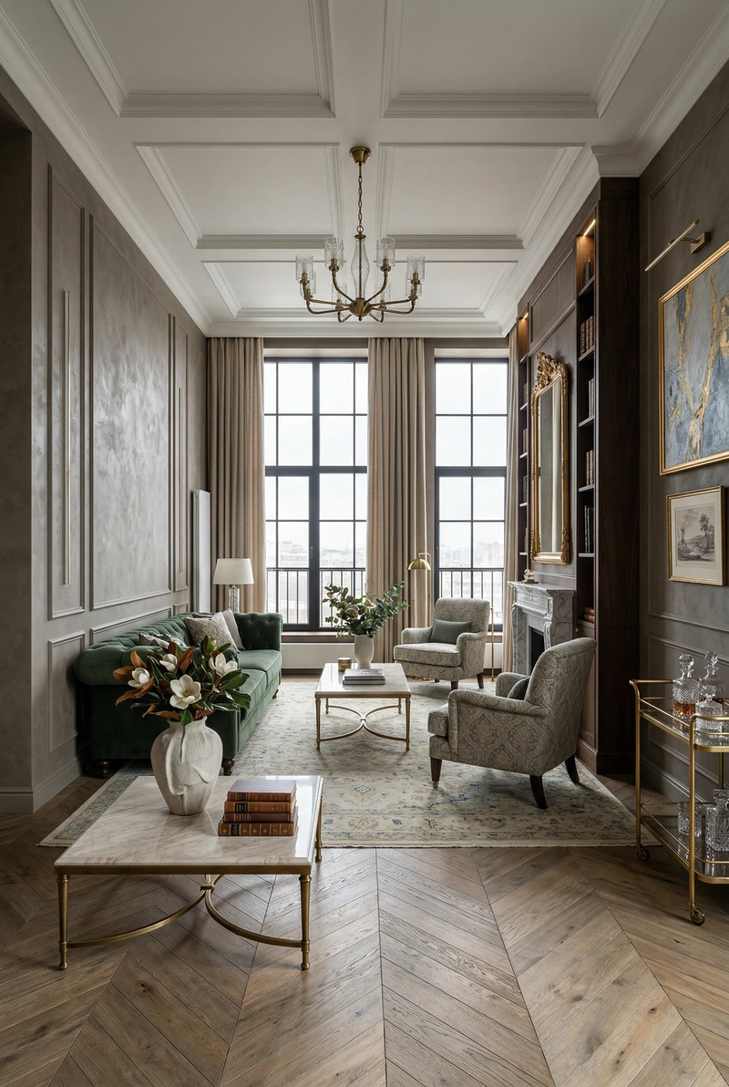 Дизайн интерьера в стиле Классика — Гостиная от нейросети RoomGPT