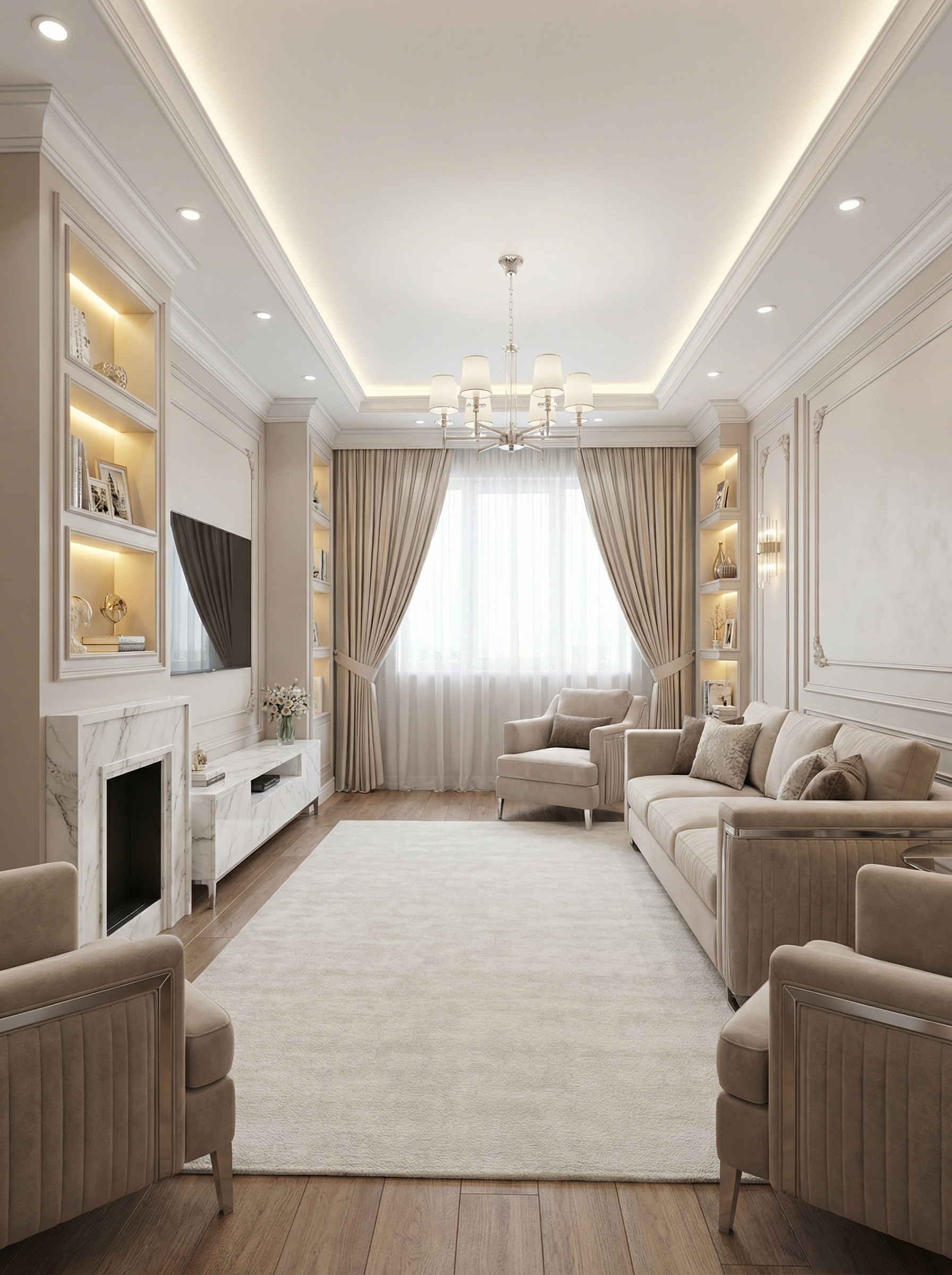 Дизайн гостиной в стиле Классика — фото интерьера от нейросети RoomGPT