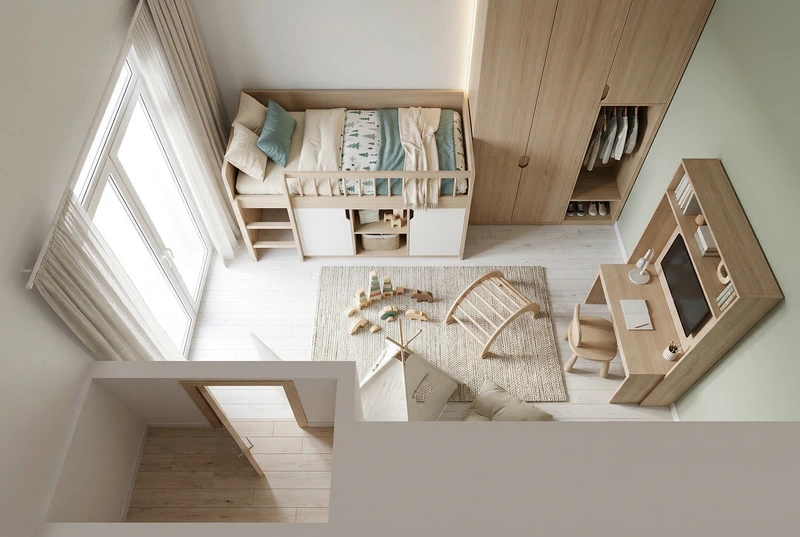 Дизайн интерьера в стиле Сканди — Детская от нейросети RoomGPT