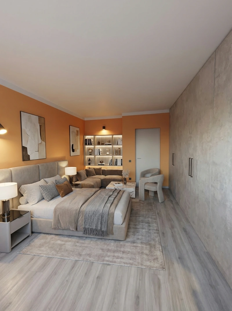 Дизайн гостиной в стиле Контемпорари — фото интерьера от нейросети RoomGPT