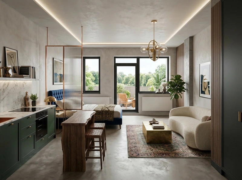 Дизайн гостиной в стиле Эклектика — фото интерьера от нейросети RoomGPT