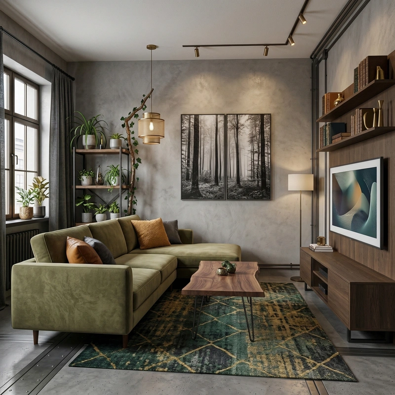 Дизайн гостиной в стиле Лофт — фото интерьера от нейросети RoomGPT