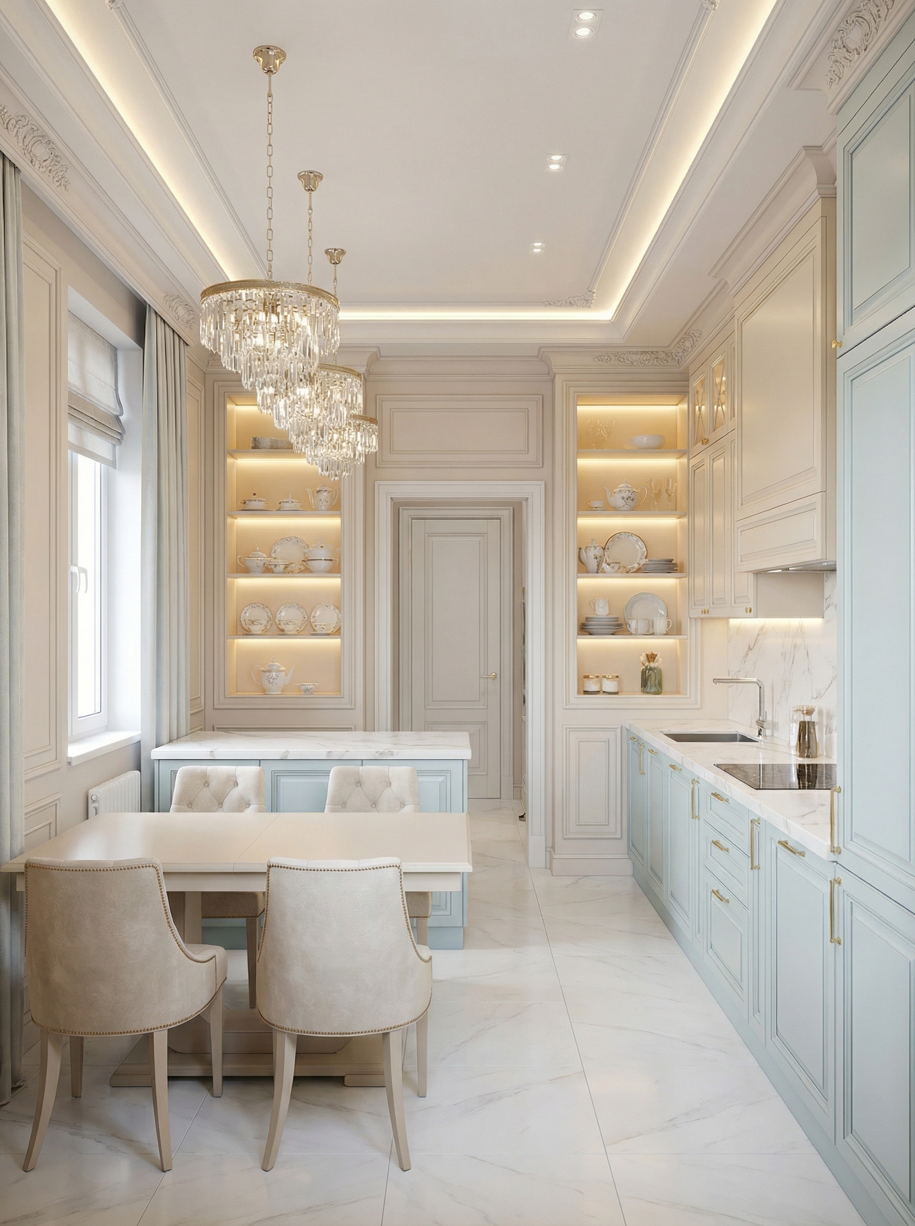 Дизайн кухни в стиле Классика — фото интерьера от нейросети RoomGPT