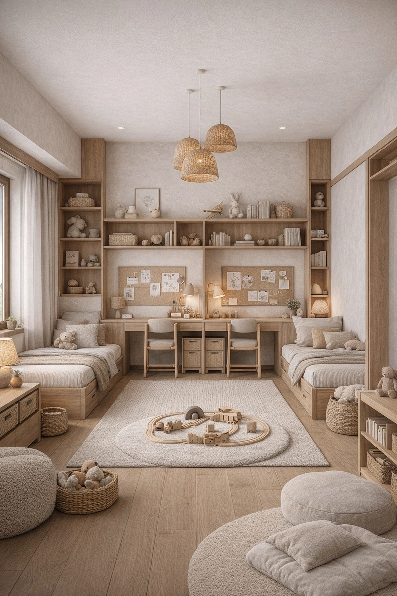 Дизайн детской в стиле Japandi — фото интерьера от нейросети RoomGPT