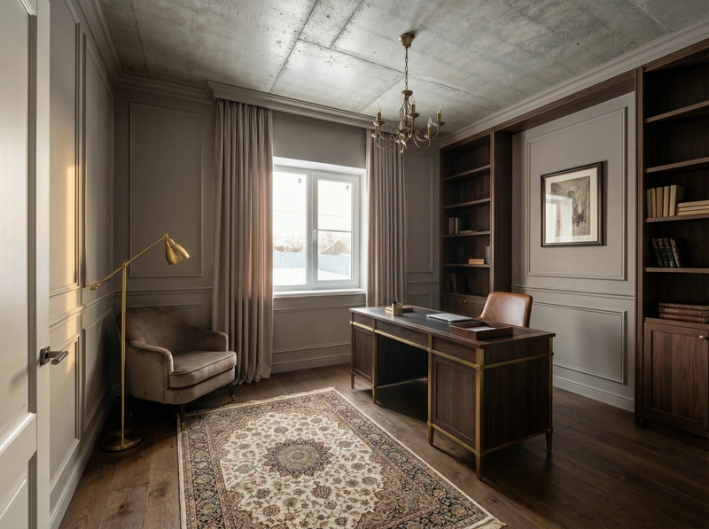 Дизайн интерьера в стиле Классика — Кабинет от нейросети RoomGPT