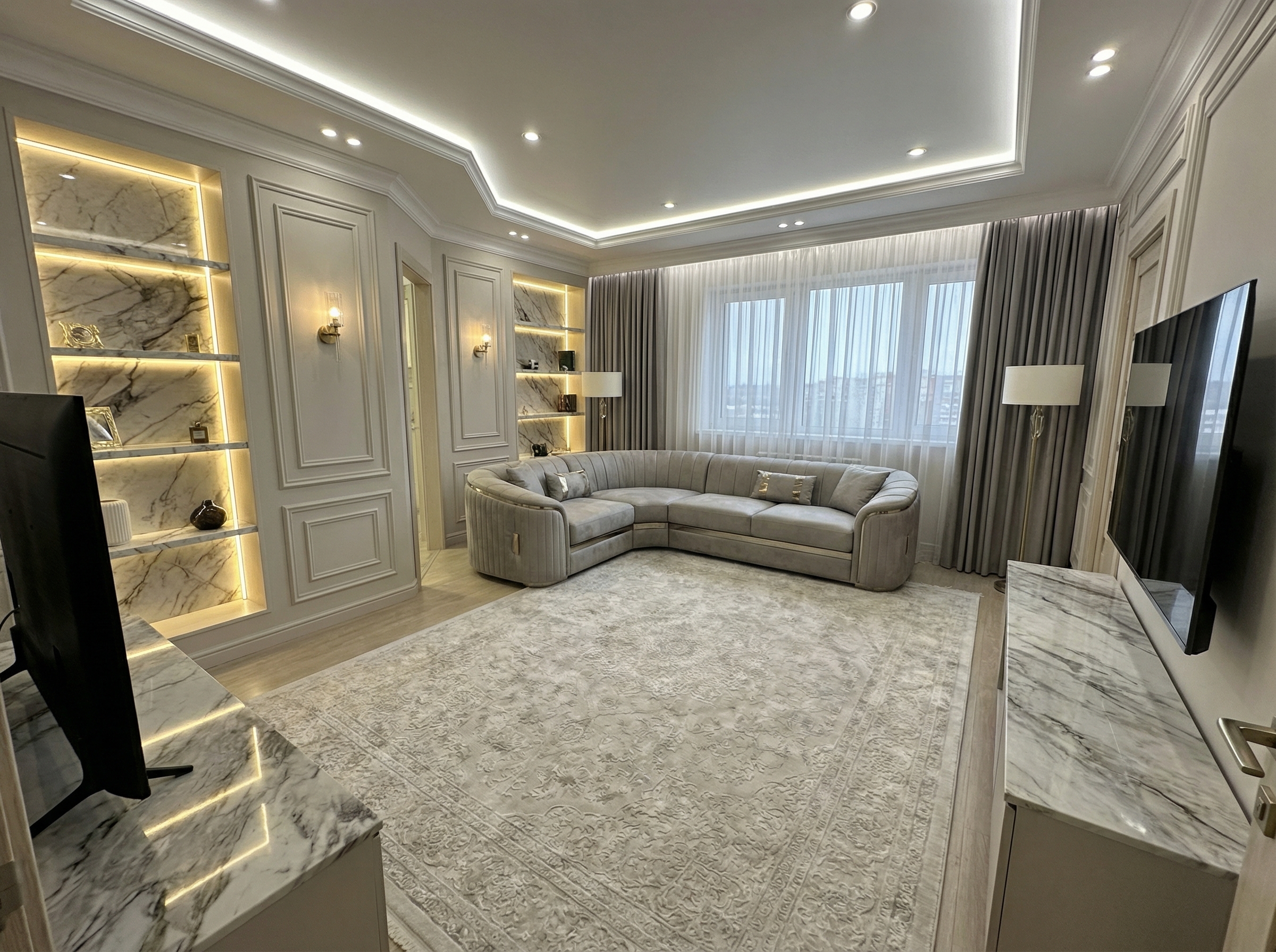 Дизайн гостиной в стиле Классика — фото интерьера от нейросети RoomGPT