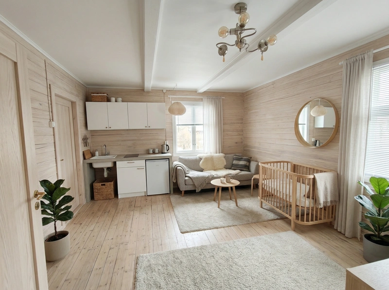 Дизайн гостиной в стиле Хюгге — фото интерьера от нейросети RoomGPT