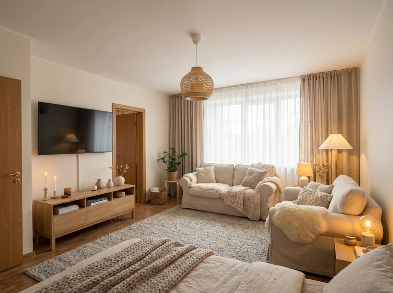 Дизайн интерьера в стиле Хюгге — Спальня от нейросети RoomGPT