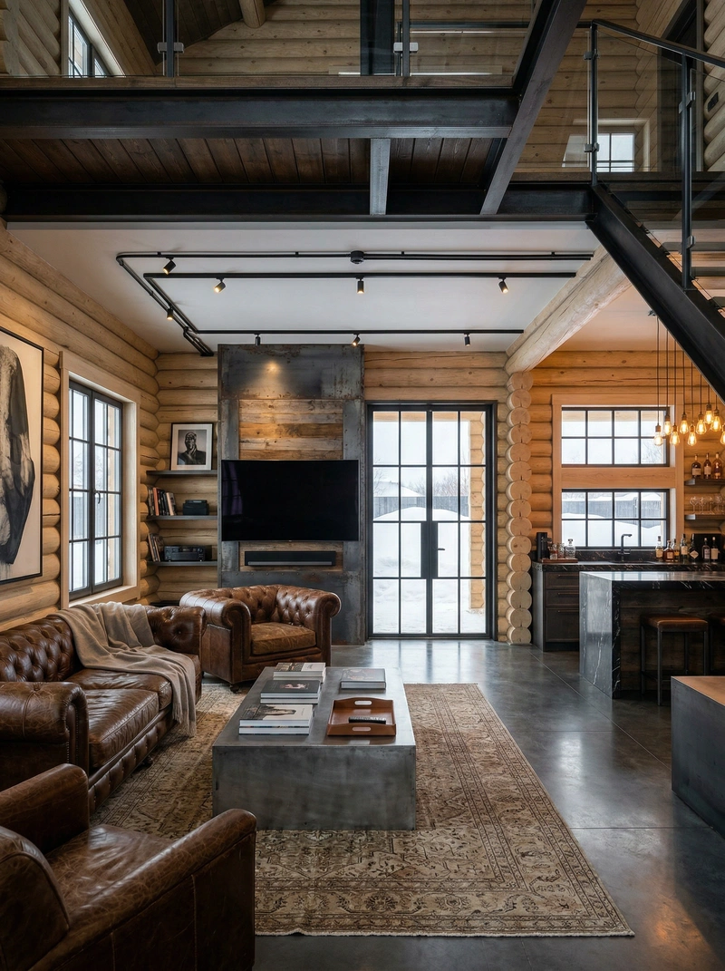 Дизайн интерьера в стиле Лофт — Гостиная от нейросети RoomGPT