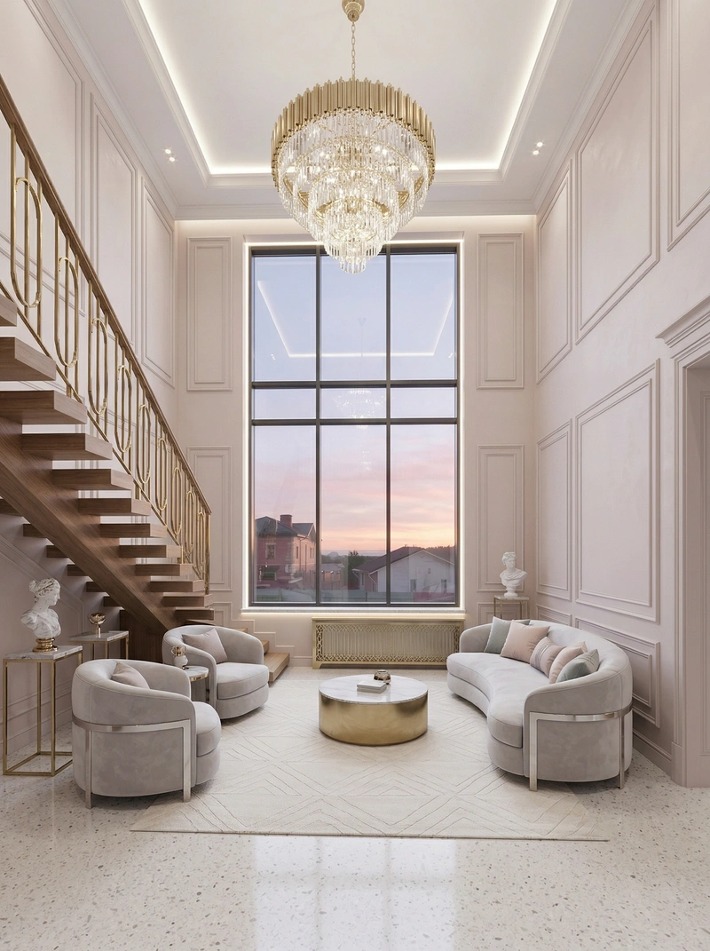 Дизайн гостиной в стиле Неоклассика — фото интерьера от нейросети RoomGPT