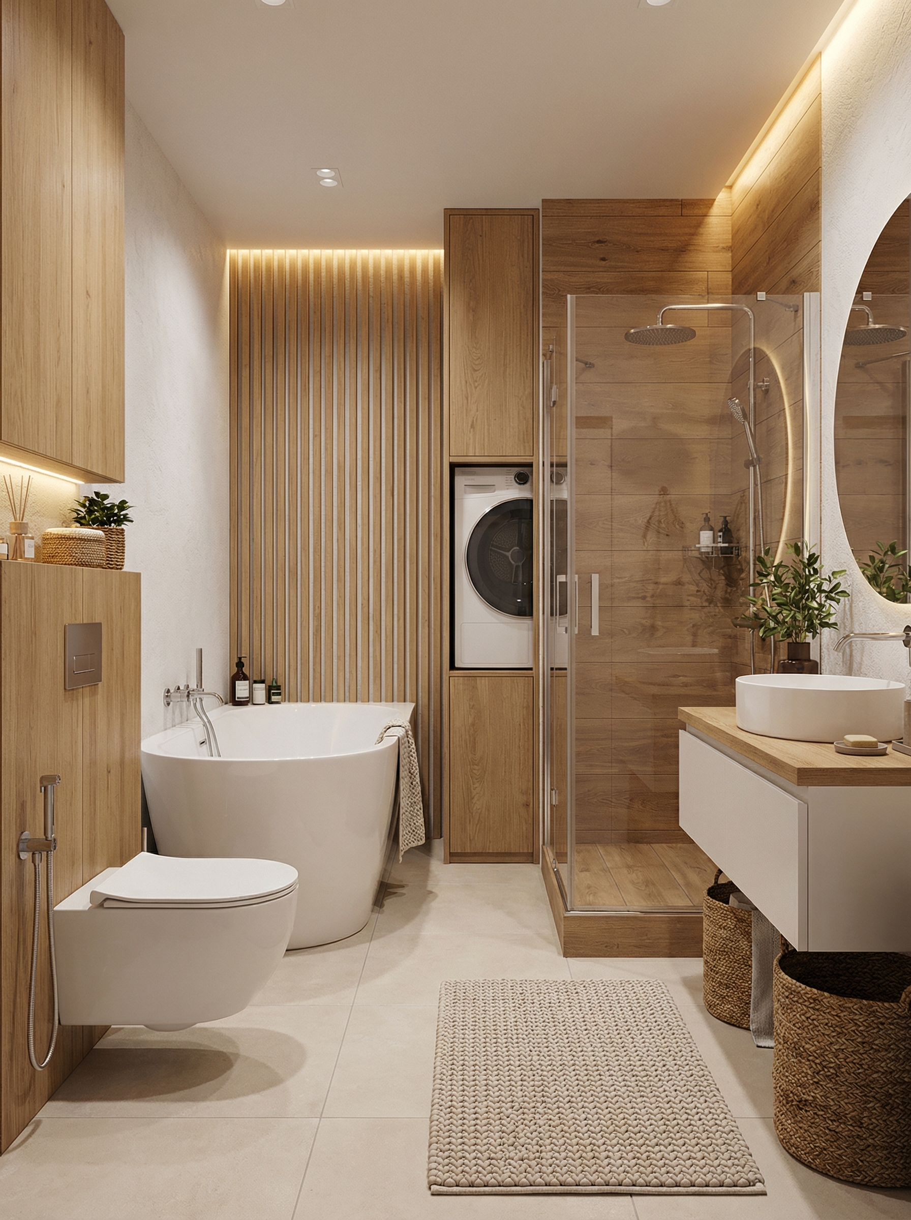 Дизайн ванной в стиле Хюгге — фото интерьера от нейросети RoomGPT