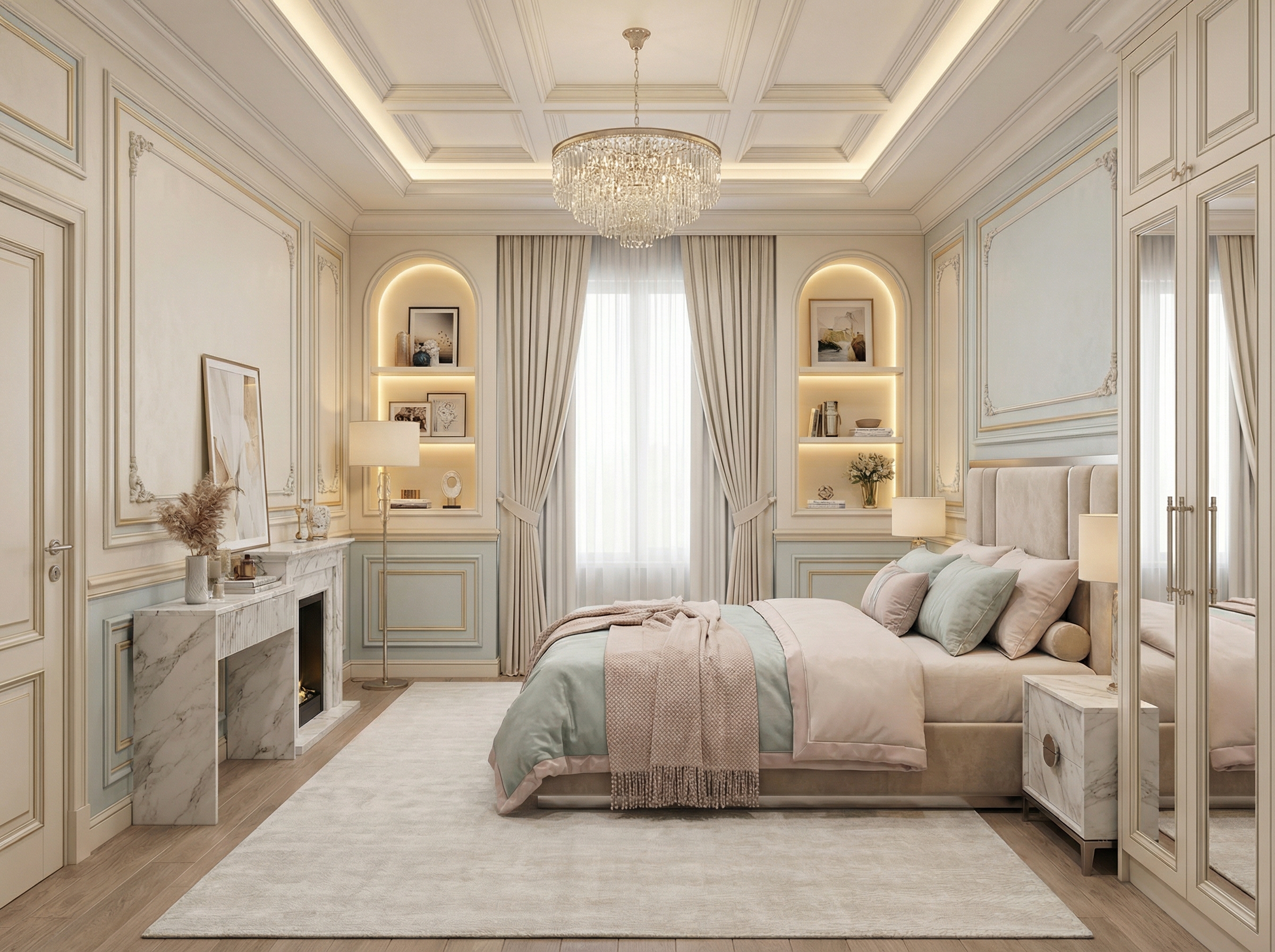 Дизайн спальни в стиле Классика — фото интерьера от нейросети RoomGPT