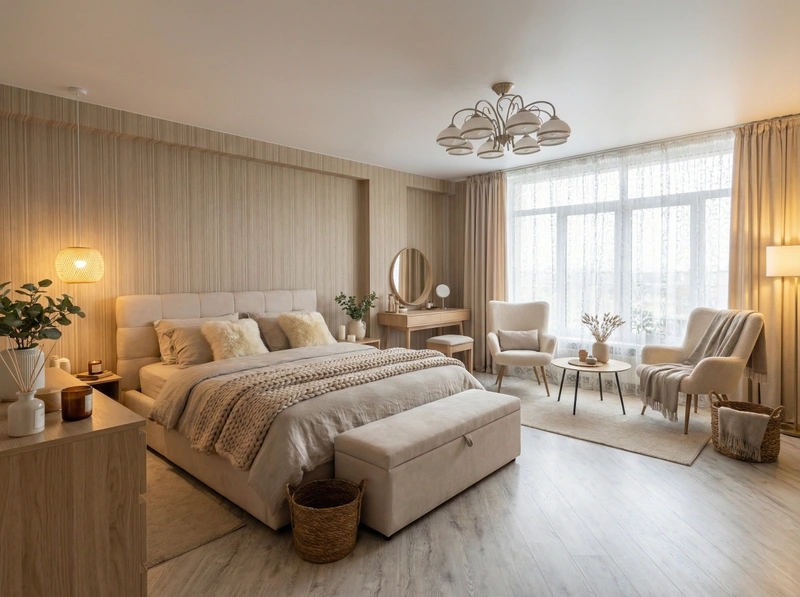 Дизайн интерьера в стиле Хюгге — Спальня от нейросети RoomGPT