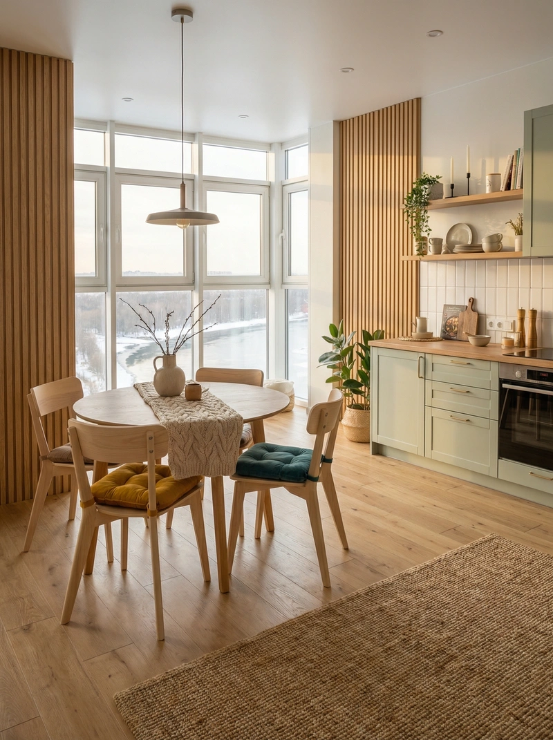 Дизайн интерьера в стиле Хюгге — Кухня от нейросети RoomGPT