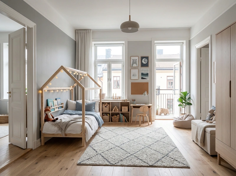 Дизайн интерьера в стиле Сканди — Детская от нейросети RoomGPT