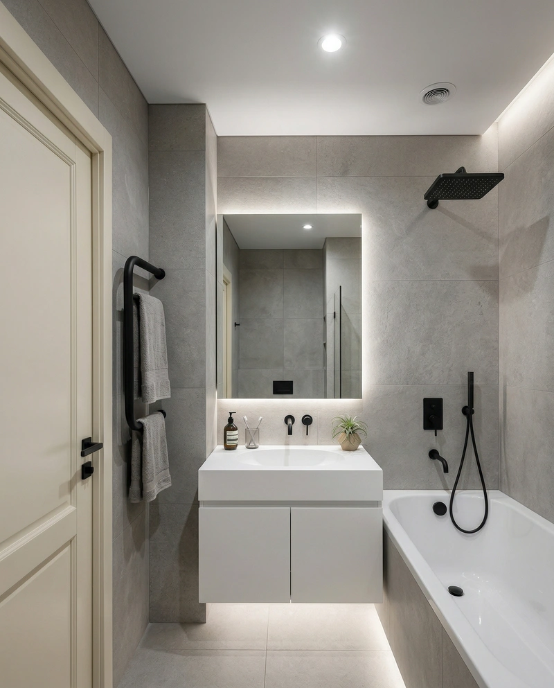 Дизайн ванной в стиле Минимализм — фото интерьера от нейросети RoomGPT