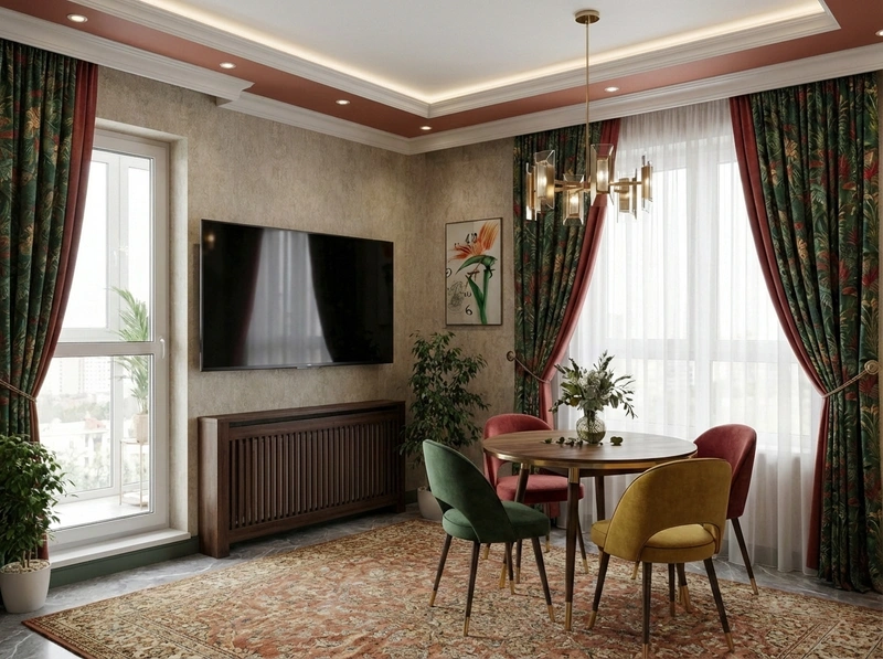 Дизайн интерьера в стиле Контемпорари — Гостиная от нейросети RoomGPT