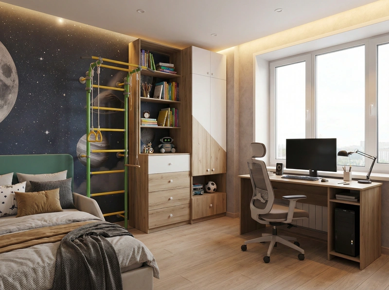 Дизайн интерьера в стиле Эклектика — Детская от нейросети RoomGPT