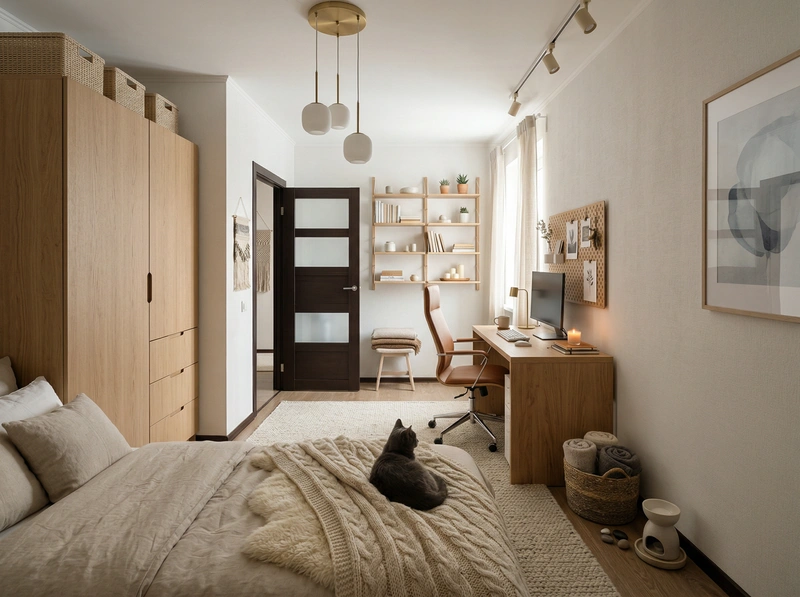 Дизайн интерьера в стиле Хюгге — Спальня от нейросети RoomGPT