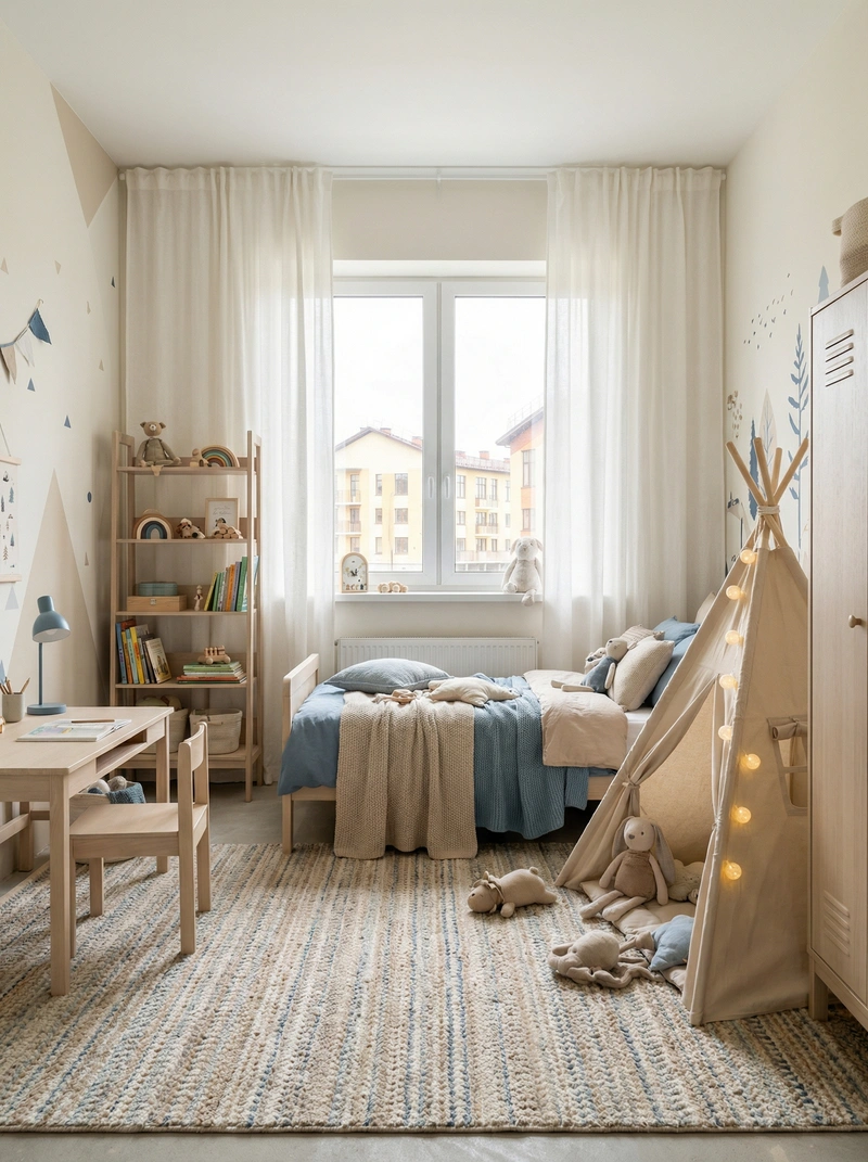 Дизайн интерьера в стиле Хюгге — Детская от нейросети RoomGPT