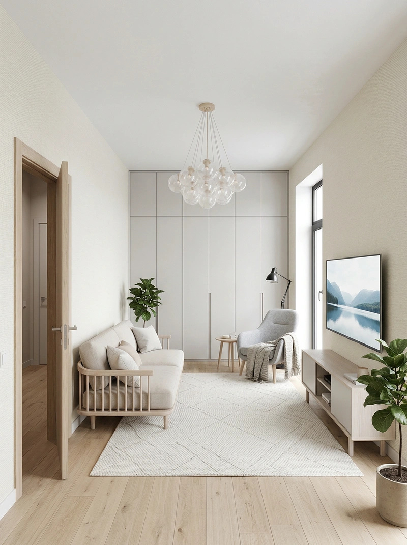 Дизайн интерьера в стиле Сканди — Гостиная от нейросети RoomGPT