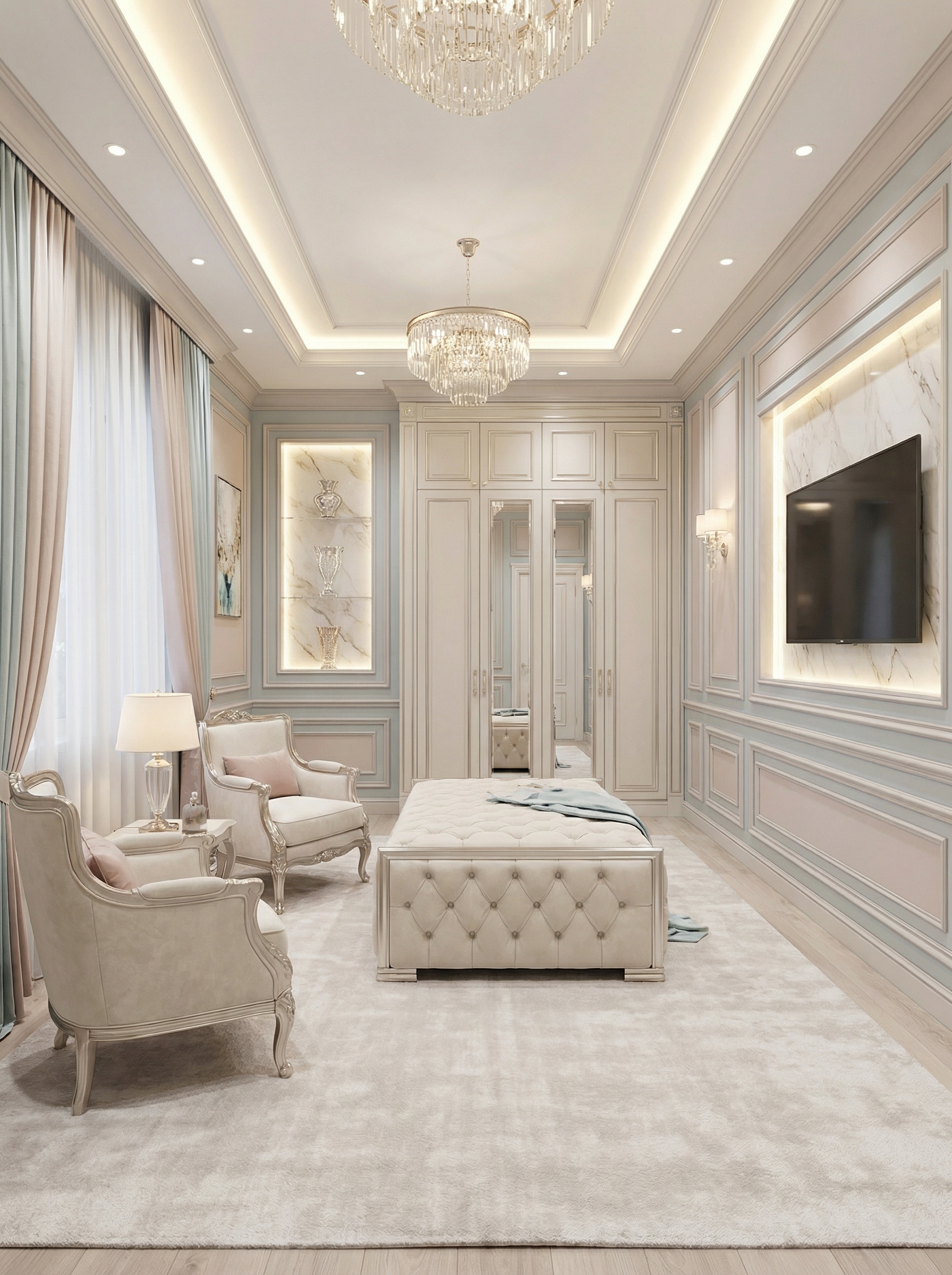 Дизайн спальни в стиле Классика — фото интерьера от нейросети RoomGPT