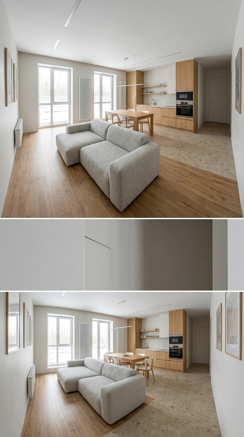 Дизайн гостиной в стиле Сканди — фото интерьера от нейросети RoomGPT