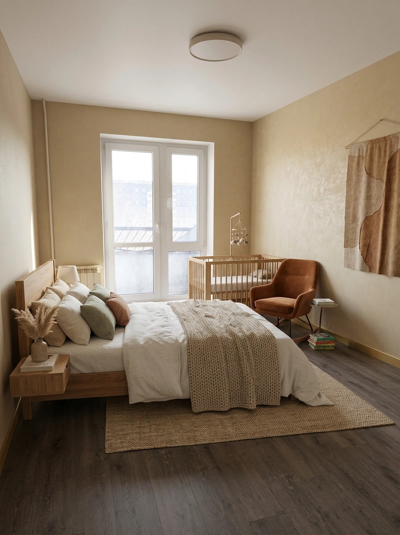 Дизайн интерьера в стиле Сканди — Спальня от нейросети RoomGPT