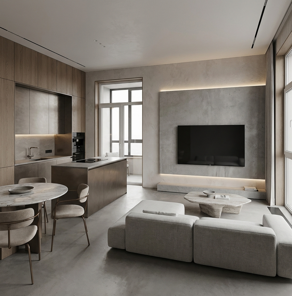 Дизайн кухни в стиле Минимализм — фото интерьера от нейросети RoomGPT