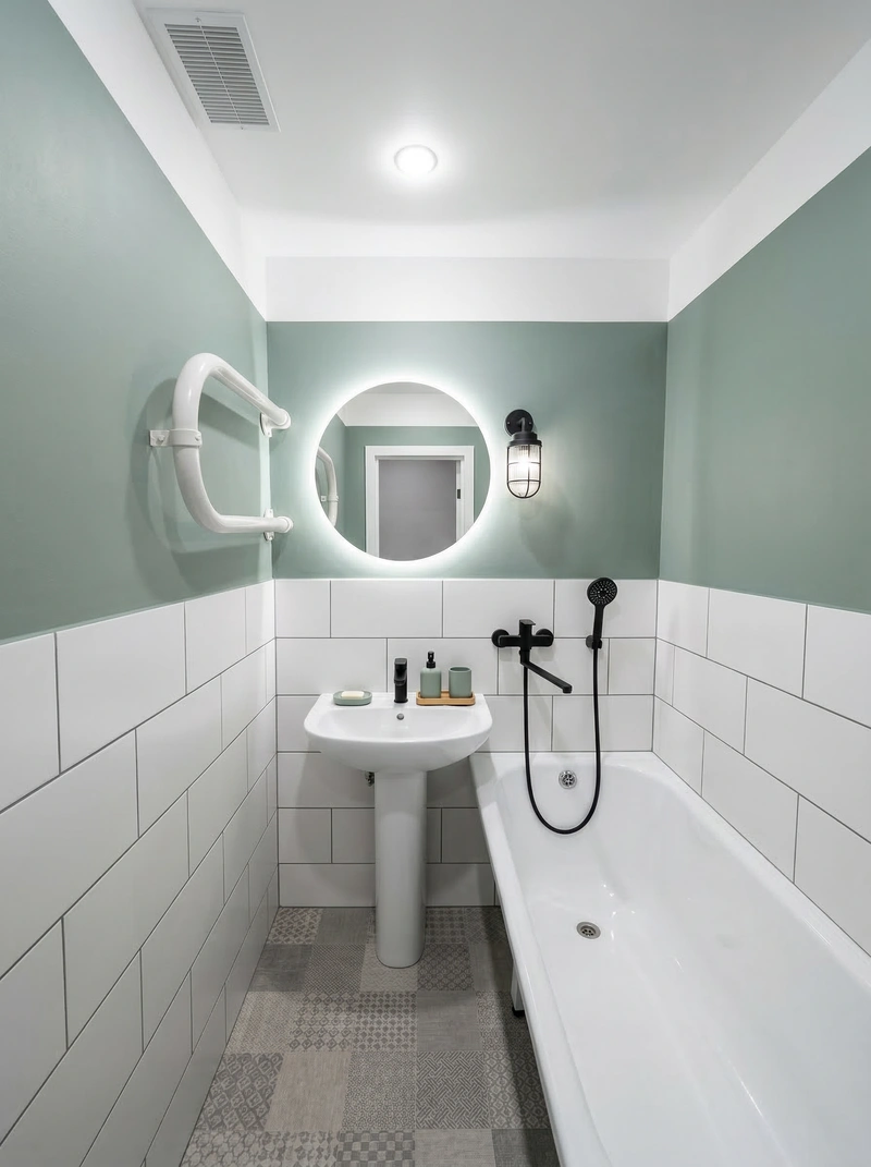 Дизайн ванной в стиле Сканди — фото интерьера от нейросети RoomGPT