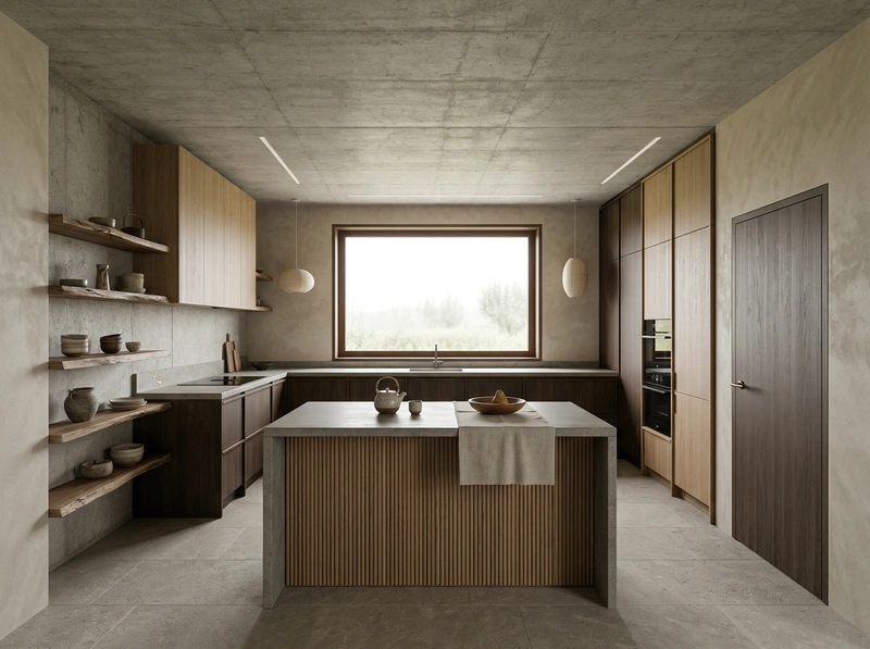 Дизайн кухни в стиле Japandi — фото интерьера от нейросети RoomGPT