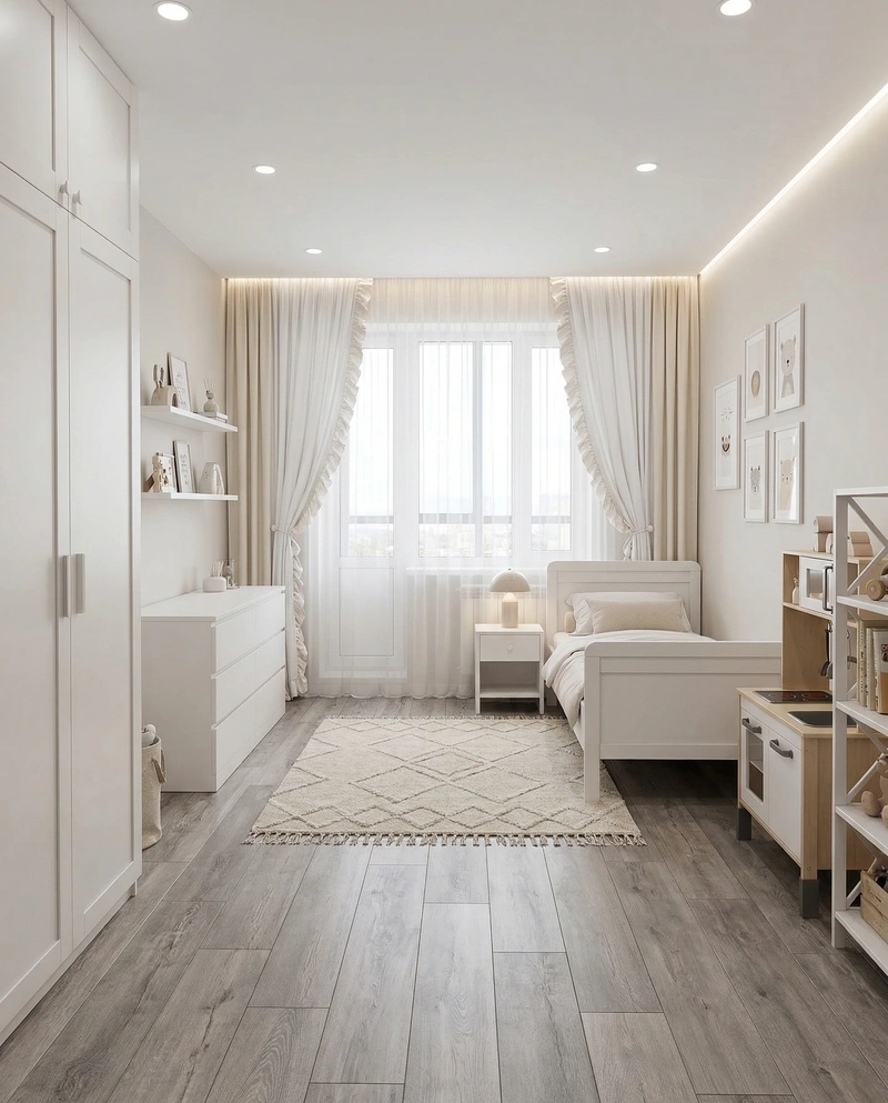 Дизайн детской в стиле Минимализм — фото интерьера от нейросети RoomGPT