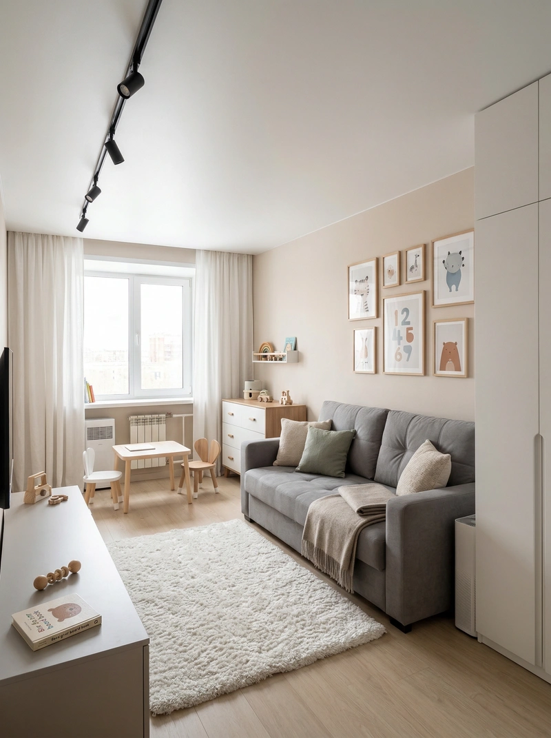 Дизайн детской в стиле Минимализм — фото интерьера от нейросети RoomGPT