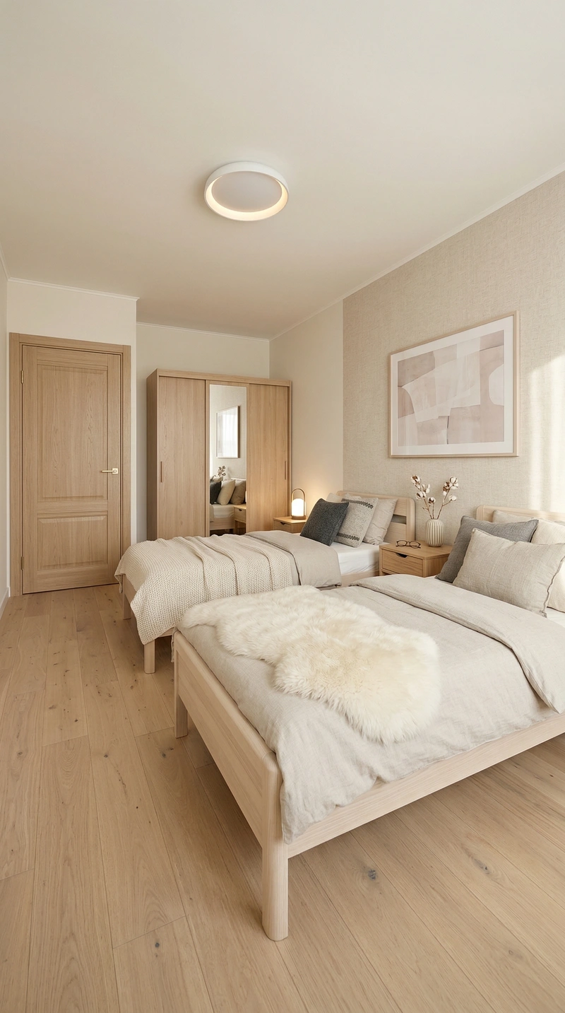 Дизайн спальни в стиле Хюгге — фото интерьера от нейросети RoomGPT