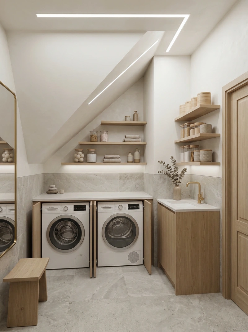 Дизайн ванной в стиле Сканди — фото интерьера от нейросети RoomGPT