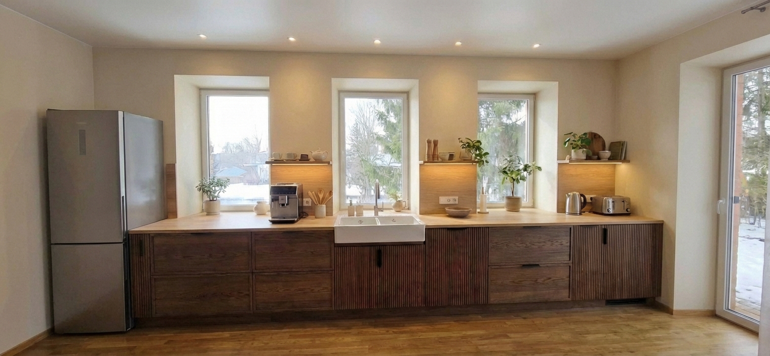 Дизайн кухни в стиле Japandi — фото интерьера от нейросети RoomGPT