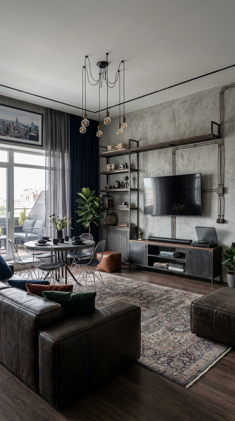 Дизайн интерьера в стиле Лофт — Гостиная от нейросети RoomGPT